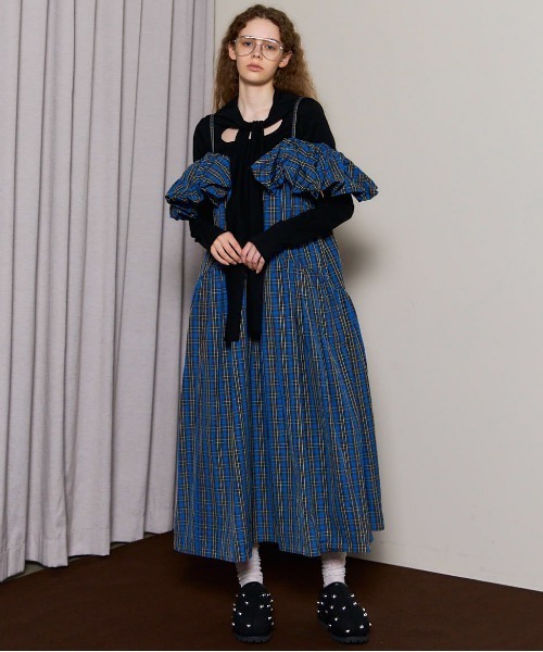 Plaid Taffeta Voluminous Dress/チェックタフタボリューム