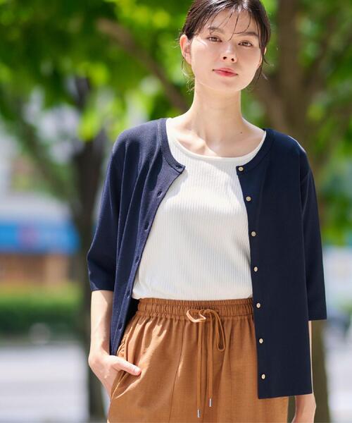 Dessin（デッサン）の「【UVカット/洗える】2WAY五分袖カーディガン（ニット/セーター・レディース・オフホワイト/ボルドー/ネイビー・03/02/01）」の20枚目の写真