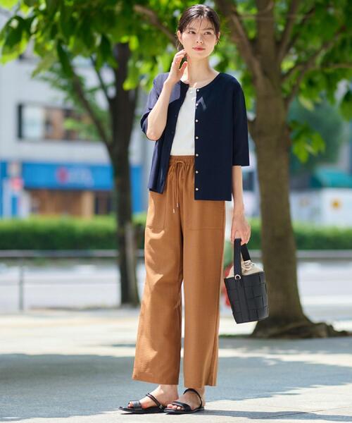 Dessin（デッサン）の「【UVカット/洗える】2WAY五分袖カーディガン（ニット/セーター・レディース・オフホワイト/ボルドー/ネイビー・03/02/01）」の19枚目の写真