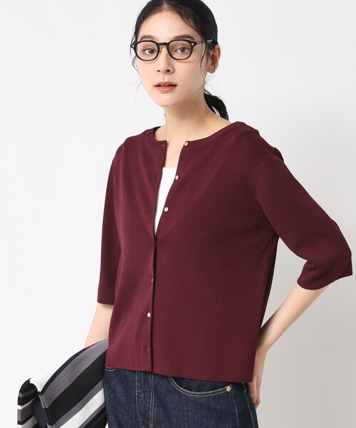 Dessin（デッサン）の「【UVカット/洗える】2WAY五分袖カーディガン（ニット/セーター・レディース・オフホワイト/ボルドー/ネイビー・03/02/01）」の17枚目の写真