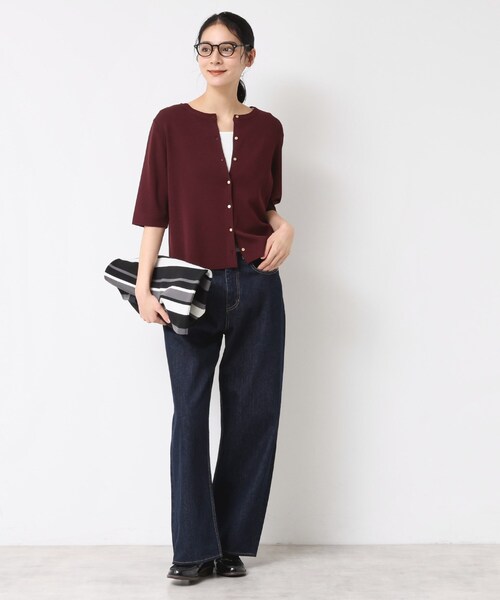 Dessin（デッサン）の「【UVカット/洗える】2WAY五分袖カーディガン（ニット/セーター・レディース・オフホワイト/ボルドー/ネイビー・03/02/01）」の13枚目の写真