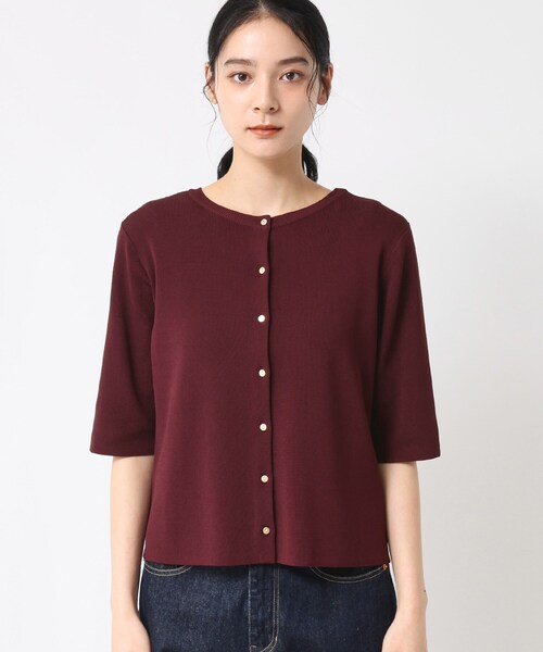 Dessin（デッサン）の「【UVカット/洗える】2WAY五分袖カーディガン（ニット/セーター・レディース・オフホワイト/ボルドー/ネイビー・03/02/01）」の5枚目の写真