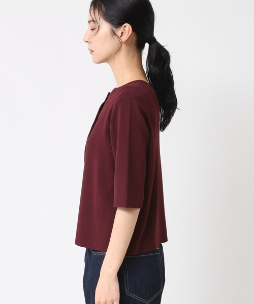 Dessin（デッサン）の「【UVカット/洗える】2WAY五分袖カーディガン（ニット/セーター・レディース・オフホワイト/ボルドー/ネイビー・03/02/01）」の6枚目の写真