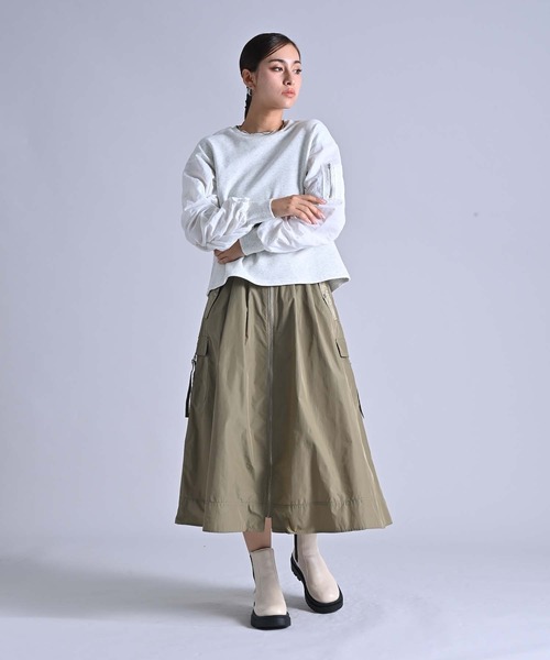 Anside(アンサイド)の「フロントジップカーゴスカート(スカート・レディース・キャメル/ブラック/オリーブ・M)」の7枚目の写真