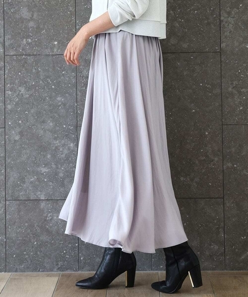 MK MICHEL KLEIN（エムケーミッシェルクラン）の「起毛サテンガウチョパンツ/洗える（その他パンツ・レディース・ライトブルー/ライトグレー/ネイビー/ブルー/ダークグレー/ベージュ・38）」の2枚目の写真