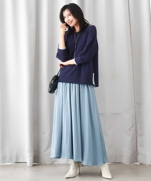 MK MICHEL KLEIN（エムケーミッシェルクラン）の「起毛サテンガウチョパンツ/洗える（その他パンツ・レディース・ライトブルー/ライトグレー/ネイビー/ブルー/ダークグレー/ベージュ・38）」の10枚目の写真