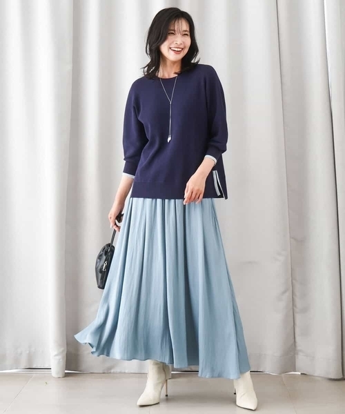 MK MICHEL KLEIN（エムケーミッシェルクラン）の「起毛サテンガウチョパンツ/洗える（その他パンツ・レディース・ライトブルー/ライトグレー/ネイビー/ブルー/ダークグレー/ベージュ・38）」の11枚目の写真