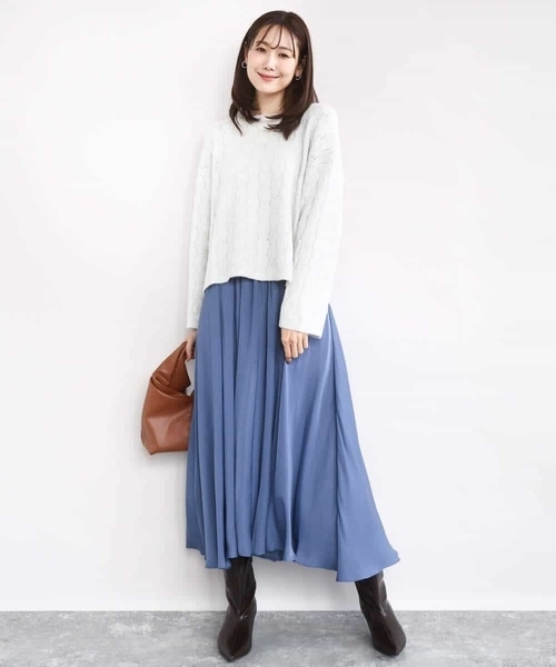 MK MICHEL KLEIN（エムケーミッシェルクラン）の「起毛サテンガウチョパンツ/洗える（その他パンツ・レディース・ライトブルー/ライトグレー/ネイビー/ブルー/ダークグレー/ベージュ・38）」の22枚目の写真