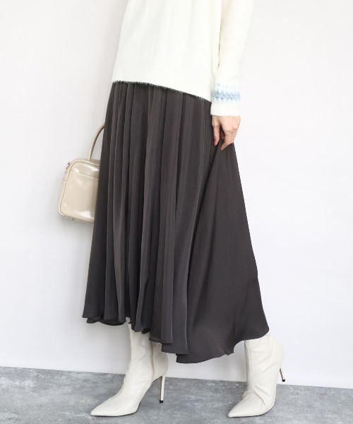 MK MICHEL KLEIN（エムケーミッシェルクラン）の「起毛サテンガウチョパンツ/洗える（その他パンツ・レディース・ライトブルー/ライトグレー/ネイビー/ブルー/ダークグレー/ベージュ・38）」の3枚目の写真