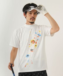 【GREED MONSTER/グリードモンスター】Splash Monster Print Short-Sleeved Mock-Neck T-shirts/ゴルフウェア・スプラッシュモンスタープリント半袖モックネックカットソー
