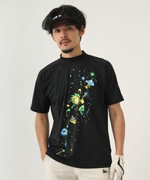 【GREED MONSTER/グリードモンスター】Splash Monster Print Short-Sleeved Mock-Neck T-shirts/ゴルフウェア・スプラッシュモンスタープリント半袖モックネックカットソー