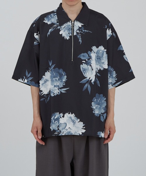 improves（インプローブス）の「無地＆総柄プリント ハーフジップ 半袖シャツ（シャツ/ブラウス・メンズ・ネイビー系/グレー系/ブラック系/ネイビー/ホワイト/ブラック/ホワイト系・MEDIUM/LARGE）」の4枚目の写真