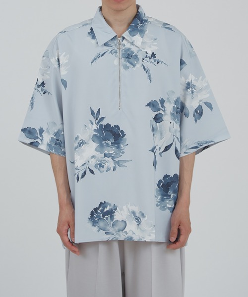 improves（インプローブス）の「無地＆総柄プリント ハーフジップ 半袖シャツ（シャツ/ブラウス・メンズ・ネイビー系/グレー系/ブラック系/ネイビー/ホワイト/ブラック/ホワイト系・MEDIUM/LARGE）」の5枚目の写真