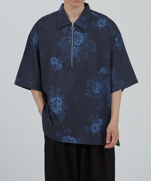 improves（インプローブス）の「無地＆総柄プリント ハーフジップ 半袖シャツ（シャツ/ブラウス・メンズ・ネイビー系/グレー系/ブラック系/ネイビー/ホワイト/ブラック/ホワイト系・MEDIUM/LARGE）」の7枚目の写真