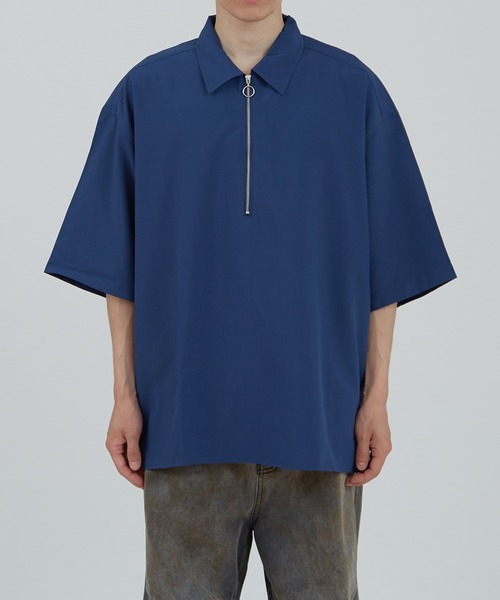 improves（インプローブス）の「無地＆総柄プリント ハーフジップ 半袖シャツ（シャツ/ブラウス・メンズ・ネイビー系/グレー系/ブラック系/ネイビー/ホワイト/ブラック/ホワイト系・MEDIUM/LARGE）」の6枚目の写真