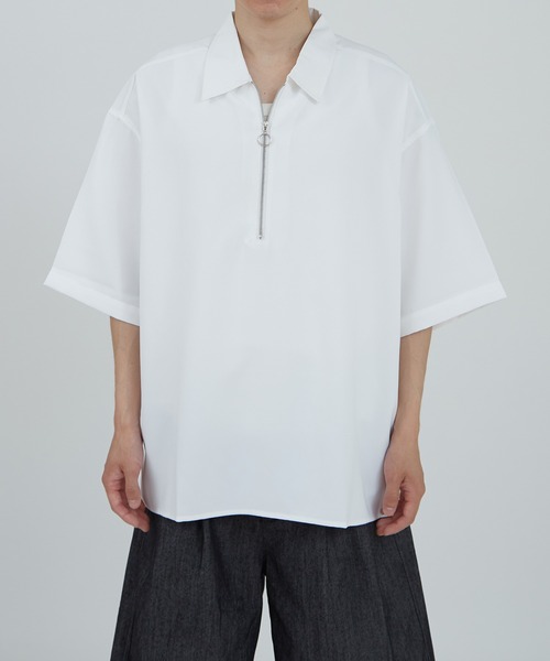 improves（インプローブス）の「無地＆総柄プリント ハーフジップ 半袖シャツ（シャツ/ブラウス・メンズ・ネイビー系/グレー系/ブラック系/ネイビー/ホワイト/ブラック/ホワイト系・MEDIUM/LARGE）」の2枚目の写真