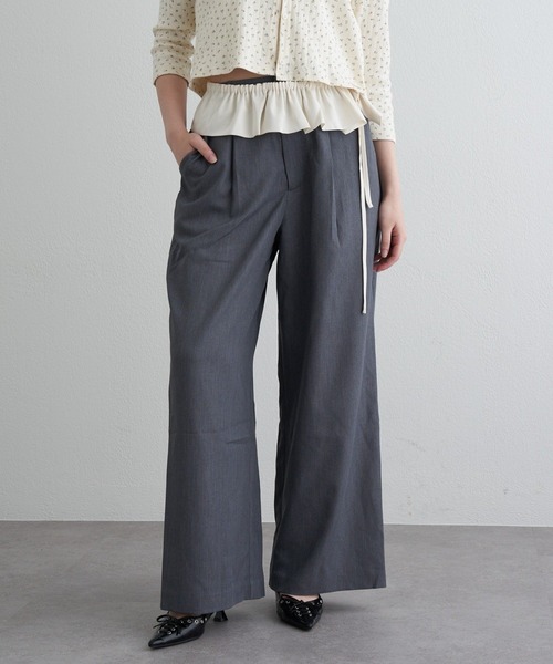 RAY CASSIN（レイカズン）の「フリルベルト付ルーズスラックスパンツ（その他パンツ・レディース・ネイビー/グレー/ブラック・FREE）」の3枚目の写真