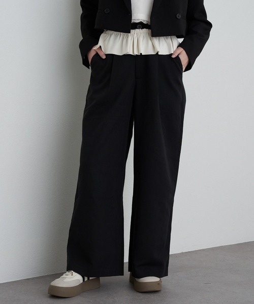 RAY CASSIN（レイカズン）の「フリルベルト付ルーズスラックスパンツ（その他パンツ・レディース・ネイビー/グレー/ブラック・FREE）」の2枚目の写真