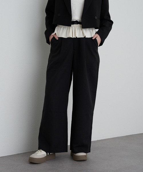 RAY CASSIN（レイカズン）の「フリルベルト付ルーズスラックスパンツ（その他パンツ・レディース・ネイビー/グレー/ブラック・FREE）」の4枚目の写真