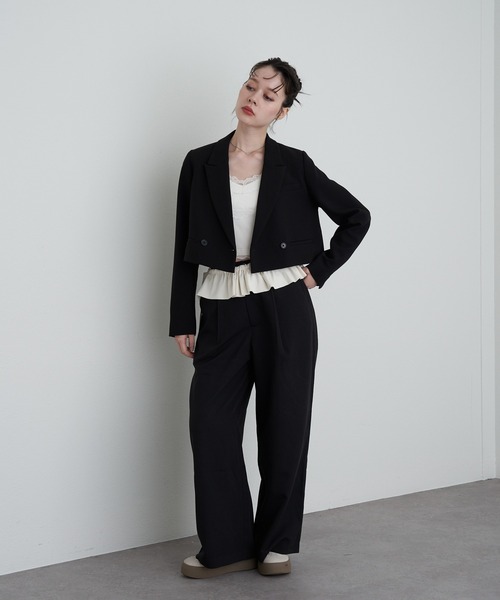 RAY CASSIN（レイカズン）の「フリルベルト付ルーズスラックスパンツ（その他パンツ・レディース・ネイビー/グレー/ブラック・FREE）」の8枚目の写真