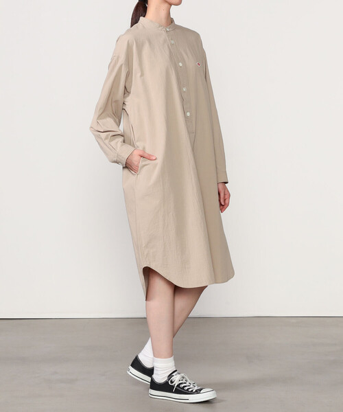 DANTON（ダントン）の「DANTON | バンドカラー 長袖チュニック WOMEN（シャツワンピース・レディース・ネイビー/ベージュ・36）」の6枚目の写真