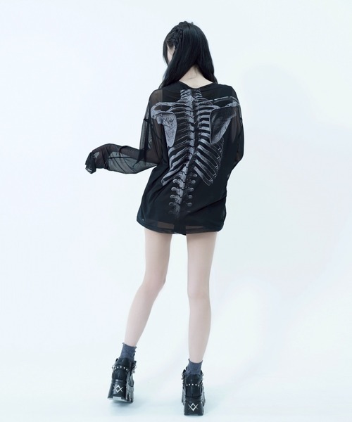 REFLEM/レフレム』タンク付きシアーメッシュL/S Tee/ロング