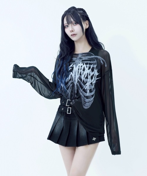 REFLEM/レフレム』タンク付きシアーメッシュL/S Tee/ロング