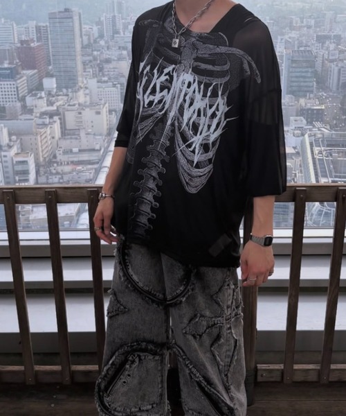 レフレム　カットソー REFLEM/レフレム』クロス刺繍L/S Tee/ロングスリーブカットソー