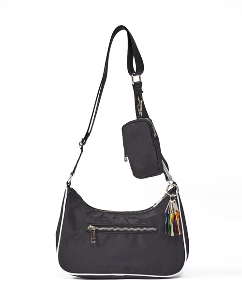 cheek(BAG)(チーク)の「【cheek】square shoulder ハーフムーン風 スクエア ナイロン ショルダーバッグ(ショルダーバッグ・レディース・パープル/オフホワイト/ブラック・フリー)」の8枚目の写真