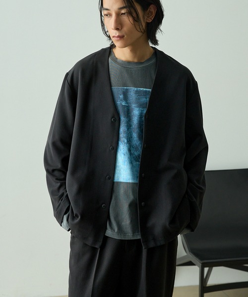 EMMA CLOTHES（エマクローズ）の「【セットアップ対応】TRストレッチツイル スーツ地 Ｖネックカーディガン（カーディガン/ボレロ・メンズ・ミックスグレー/ブラック/ダークグレー・L/M/S）」の17枚目の写真