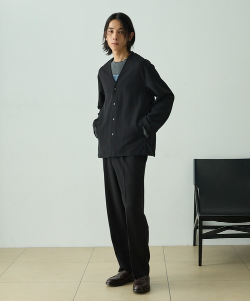 EMMA CLOTHES（エマクローズ）の「【セットアップ対応】TRストレッチツイル スーツ地 Ｖネックカーディガン（カーディガン/ボレロ・メンズ・ミックスグレー/ブラック/ダークグレー・L/M/S）」の21枚目の写真