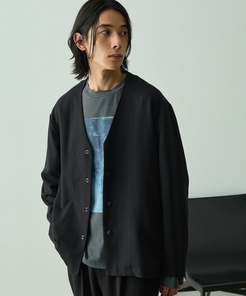 EMMA CLOTHES（エマクローズ）の「【セットアップ対応】TRストレッチツイル スーツ地 Ｖネックカーディガン（カーディガン/ボレロ・メンズ・ミックスグレー/ブラック/ダークグレー・L/M/S）」の22枚目の写真