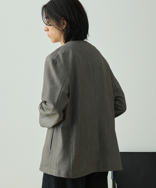 EMMA CLOTHES（エマクローズ）の「【セットアップ対応】TRストレッチツイル スーツ地 Ｖネックカーディガン（カーディガン/ボレロ・メンズ・ミックスグレー/ブラック/ダークグレー・L/M/S）」の13枚目の写真