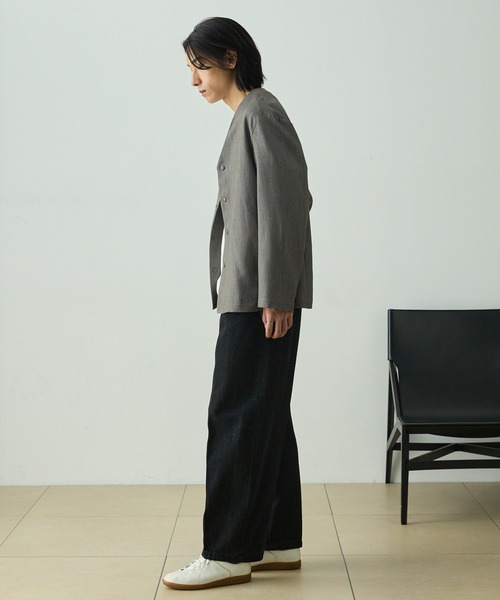 EMMA CLOTHES（エマクローズ）の「【セットアップ対応】TRストレッチツイル スーツ地 Ｖネックカーディガン（カーディガン/ボレロ・メンズ・ミックスグレー/ブラック/ダークグレー・L/M/S）」の15枚目の写真