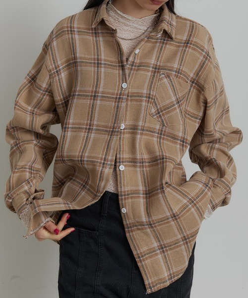 SEN TOKYO（セントーキョー）の「タータンチェックネルシャツ（シャツ/ブラウス・メンズ・ブラウン/ダークブルー/ベージュ/ダークブラウン/ブルー/ブラック×ブルー/ライトブルー/ブラック・LARGE/MEDIUM）」の4枚目の写真