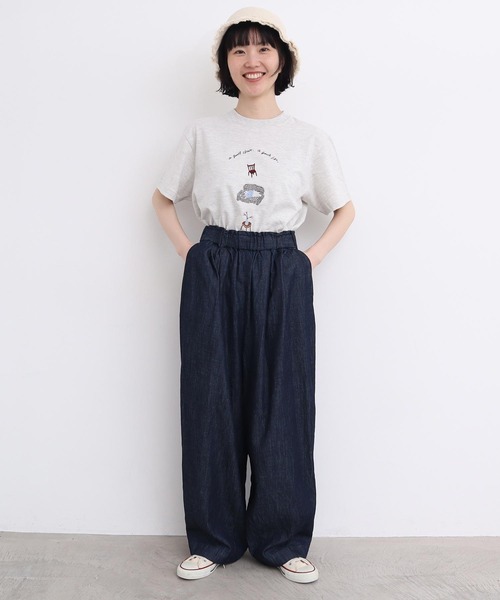 l'atelier du savon（アトリエドサボン）の「_たっぷりタックデニムパンツ（デニムパンツ・レディース・ネイビー・FREE）」の22枚目の写真