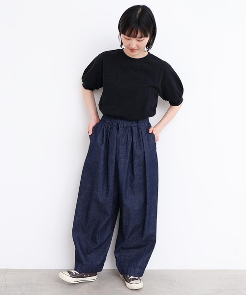 アトリエドゥサボン　たっぷりタックデニム たっぷりタックデニムパンツ（デニムパンツ）｜l'atelier du savon