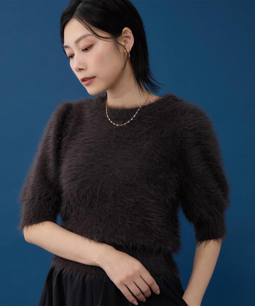 THE SHOP TK (ザ ショップ ティーケー )の「【大人の魅力引き出す】5分袖フェザーニット/洗える(ニット/セーター・レディース・ライトイエロー系/ブラウン系その他/アイボリー・99)」の3枚目の写真