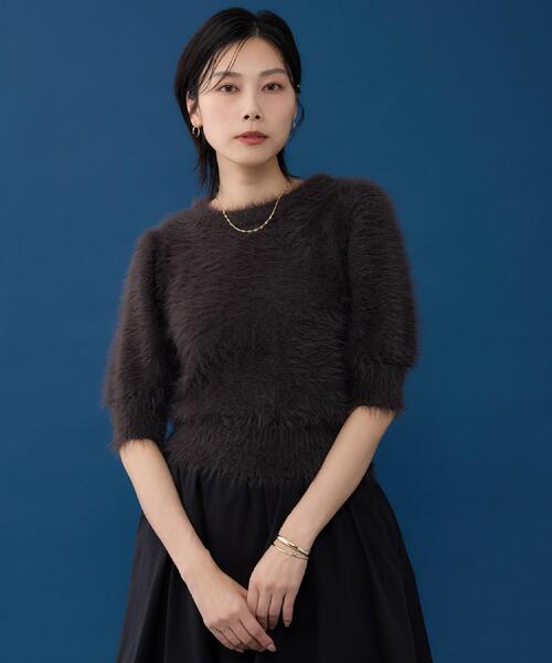 THE SHOP TK (ザ ショップ ティーケー )の「【大人の魅力引き出す】5分袖フェザーニット/洗える(ニット/セーター・レディース・ライトイエロー系/ブラウン系その他/アイボリー・99)」の5枚目の写真