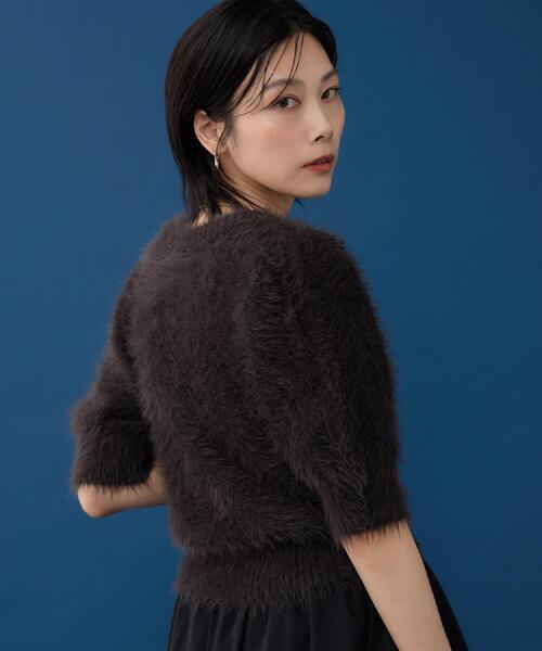 THE SHOP TK (ザ ショップ ティーケー )の「【大人の魅力引き出す】5分袖フェザーニット/洗える(ニット/セーター・レディース・ライトイエロー系/ブラウン系その他/アイボリー・99)」の6枚目の写真