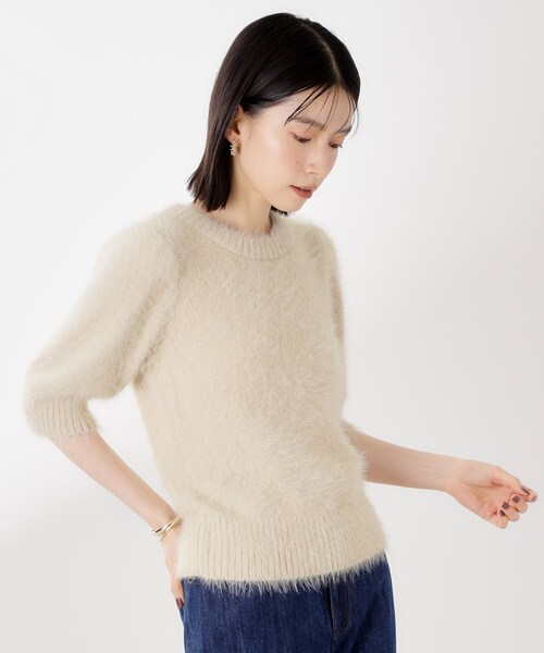 THE SHOP TK (ザ ショップ ティーケー )の「【大人の魅力引き出す】5分袖フェザーニット/洗える(ニット/セーター・レディース・ライトイエロー系/ブラウン系その他/アイボリー・99)」の8枚目の写真