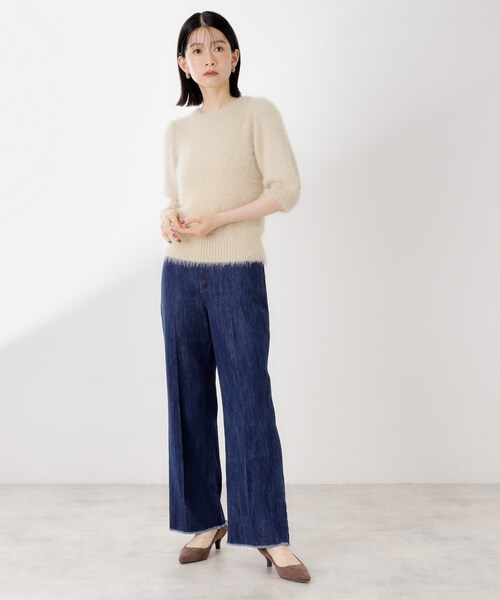 THE SHOP TK (ザ ショップ ティーケー )の「【大人の魅力引き出す】5分袖フェザーニット/洗える(ニット/セーター・レディース・ライトイエロー系/ブラウン系その他/アイボリー・99)」の10枚目の写真