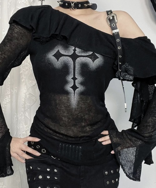 .KOM（ドットコム）の「『.KOM/ドットケーオーエム』ワンショルダーベルトトップ 【CN】（Tシャツ/カットソー・レディース・ブラック・S）」の3枚目の写真