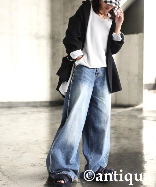 antiqua(アンティカ)の「フリンジ デニムパンツ(デニムパンツ・レディース・ブルー系その他・L/M)」の6枚目の写真