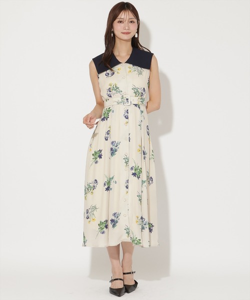 AND COUTURE(アンドクチュール)の「ドローイングフラワー配色襟ワンピース(ワンピース・レディース・ブラック系その他/ベージュ系その他/ブルー系その他・FREE)」の19枚目の写真