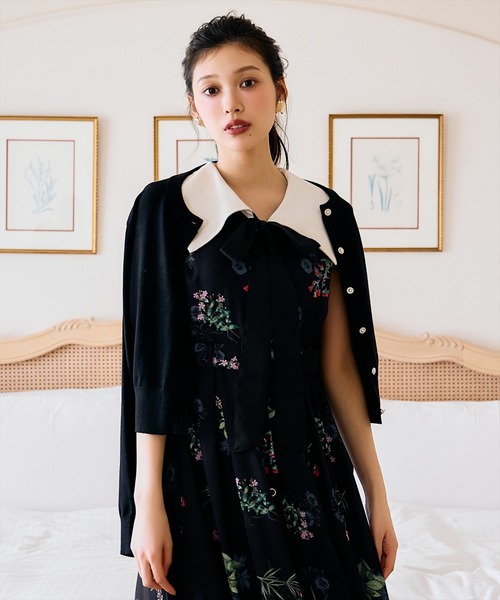 AND COUTURE(アンドクチュール)の「ドローイングフラワー配色襟ワンピース(ワンピース・レディース・ブラック系その他/ベージュ系その他/ブルー系その他・FREE)」の12枚目の写真