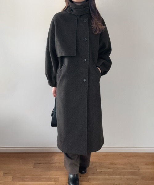 LAUIR(ラウアー)の「バルーン袖スタンドカラーロングコート(ステンカラーコート・レディース・ブラック/アイボリー/チャコール・SMALL/X-LARGE/LARGE/MEDIUM)」の3枚目の写真
