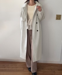 バルーン袖スタンドカラーロングコート