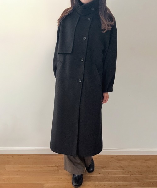 LAUIR(ラウアー)の「バルーン袖スタンドカラーロングコート(ステンカラーコート・レディース・ブラック/アイボリー/チャコール・SMALL/X-LARGE/LARGE/MEDIUM)」の4枚目の写真