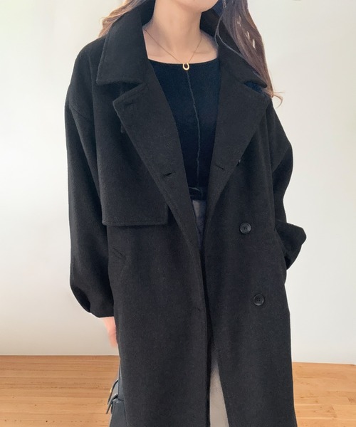 LAUIR(ラウアー)の「バルーン袖スタンドカラーロングコート(ステンカラーコート・レディース・ブラック/アイボリー/チャコール・SMALL/X-LARGE/LARGE/MEDIUM)」の9枚目の写真